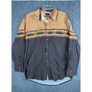 Roper Pearl Snap Southwest Shirt Men 2XL Brown Cowboy Western Rodeo